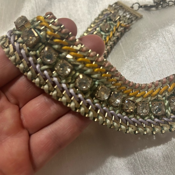 Multicolor Woven necklace with Rhinestones - Picture 4 of 8